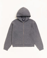 WAFFLE CASHMERE ZIP HOOD SWEATER