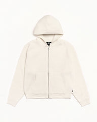 WAFFLE CASHMERE ZIP HOOD SWEATER